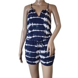 Loft Tie-Dye Romper - Navy Blue/White